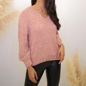 Pink knit confetti sweater